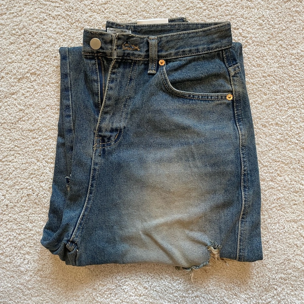 Vintage washed distressed ripped wide leg baggy jeans - Picture 4 of 5